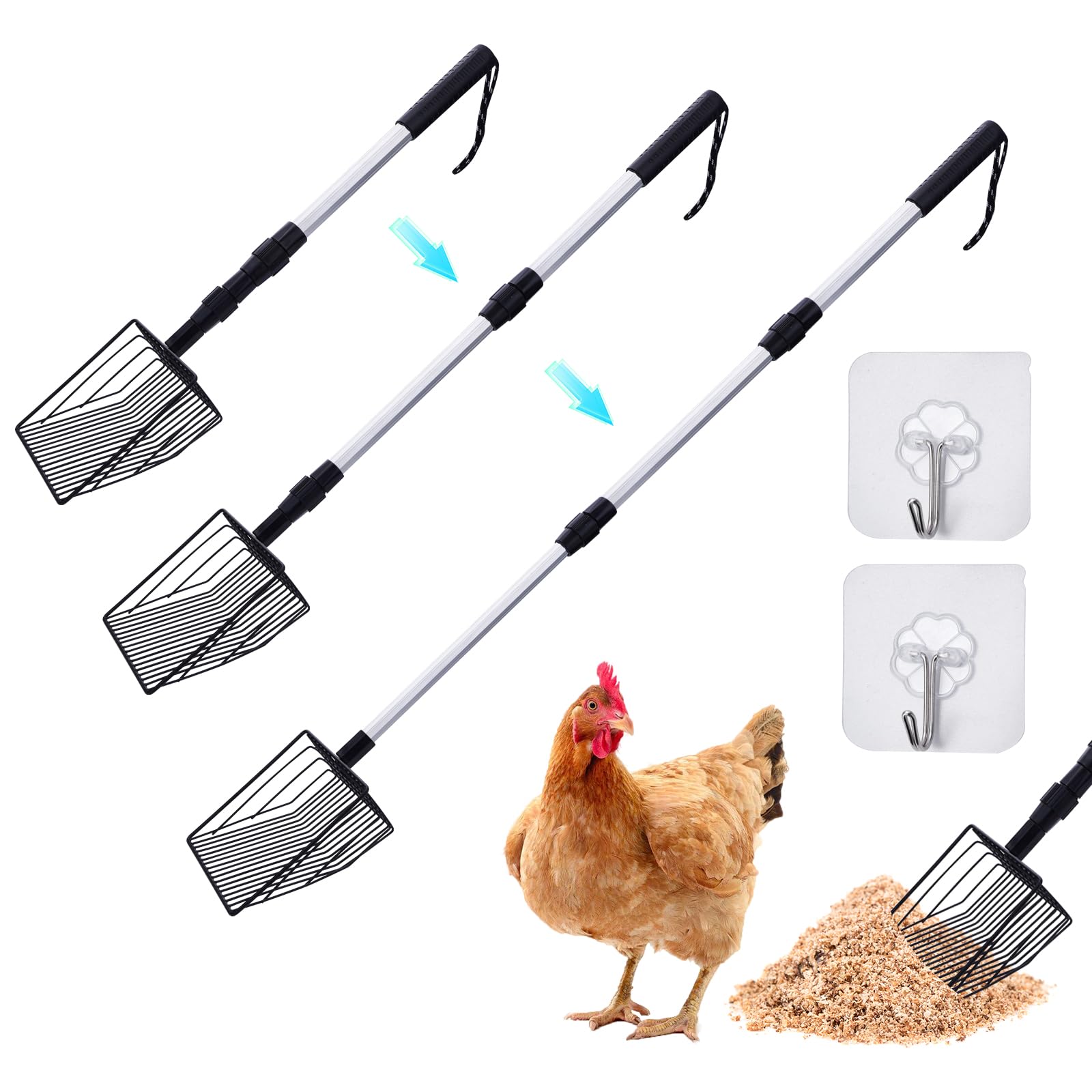 Hühnerkot Schaufel Verstellbar - Hühnerstall Reinigung 53-105cm