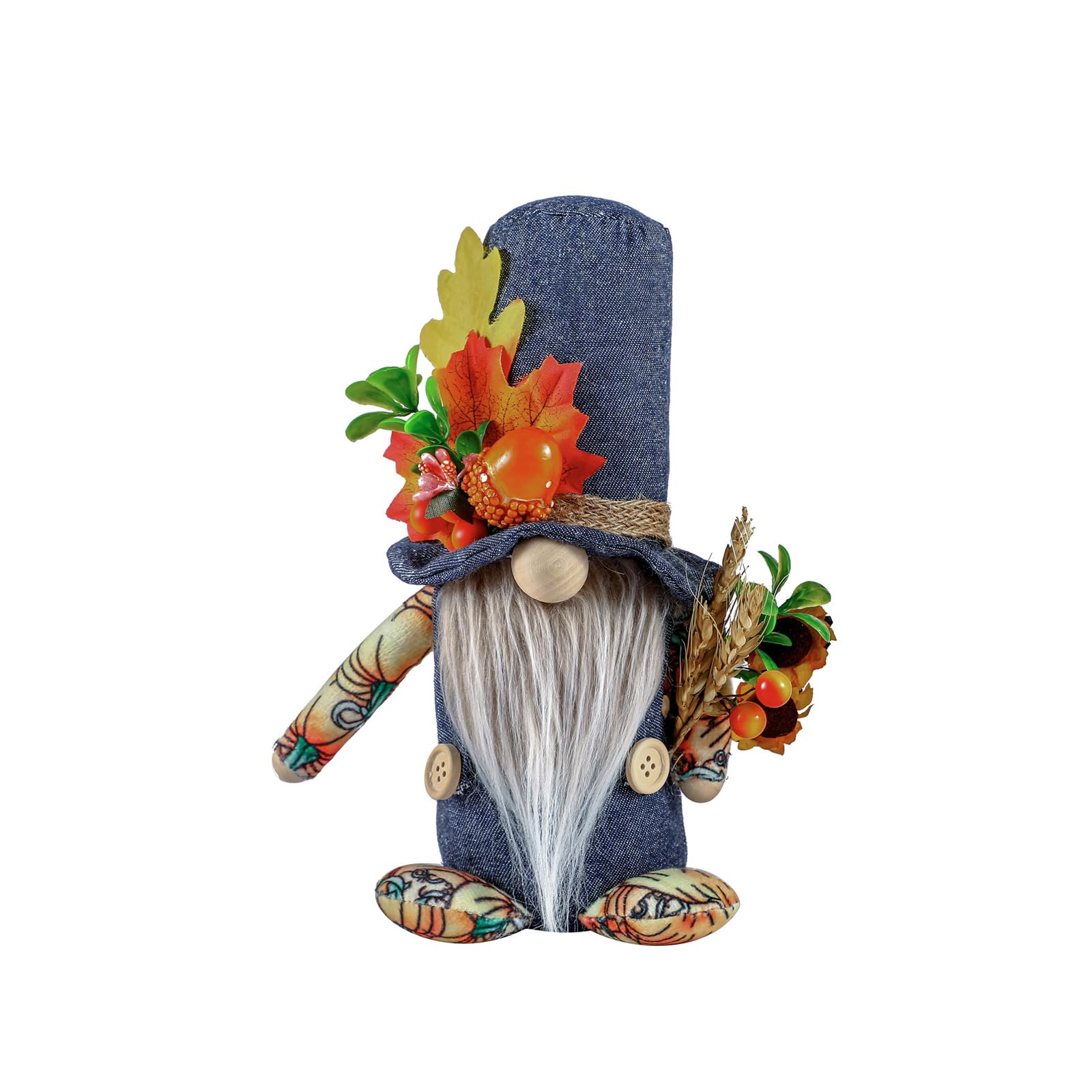 Tsophreniq Thanksgiving Decorations CozyAtmosphere Dolls Harvest Festival Faceless Doll Ornament with Beard and Braids Gnomes Party Prop Decoration
