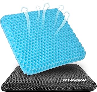Gel Sitzkissen, Orthopädisch Doppelschicht Verdickung Sitzkissen mit Rutschfester Stoffhülle Atmungsaktives Stuhlkissen für Bürostuhl (Azurblau, 43cm*39cm*4cm)
