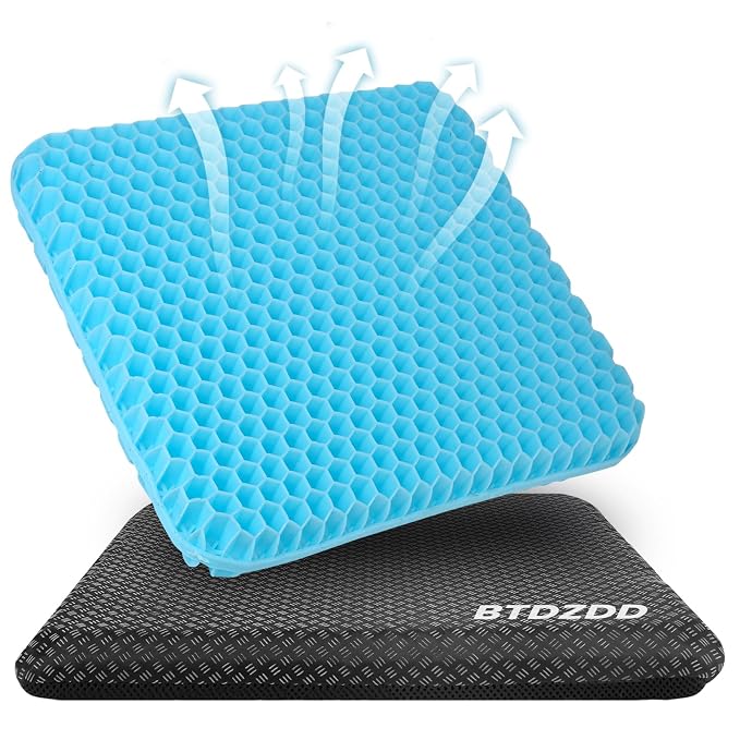 Gel Chair Cushion, Gel Cushion, Coccyx Cushion, Breathable Chair Cushions for Car/Office/Home/Wheelchair (Blue, 43 x 39 x 4)