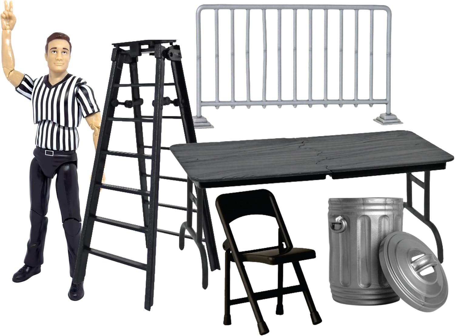 Ultimate Referee & Set of 5 Accessories for Wrestling Figures