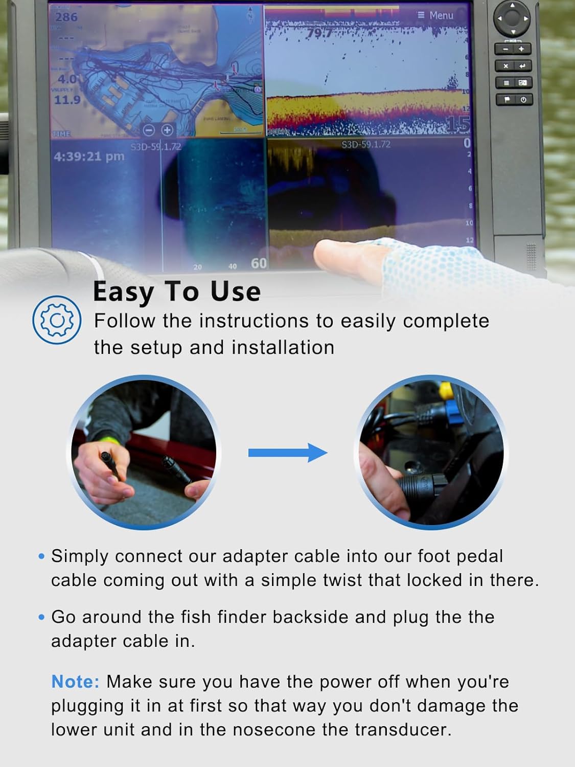 Replacement for 8M4004174 Sonar Adapter Cable - 9 Pin HD+, Compatible with Lowrance HDS Carbon/Live, Elite Ti, Ti2, FS Units with Black 9-Pin Xsonic Transducer Port