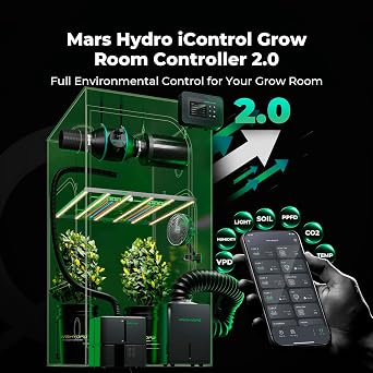 MARS HYDRO iControl لخيمة النمو،وحدة تحكم ذكية لغرفة النمو، بيئة ذكية مع درجة الحرارة والرطوبة وVPD والمؤقت والدورة