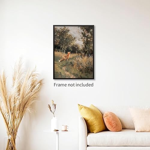 Miniatura 5 de WLZWD Póster de lienzo con diseño de zorros de animales, estilo vintage, gótico, estético, arte retro de mediados de siglo, pintura al óleo de