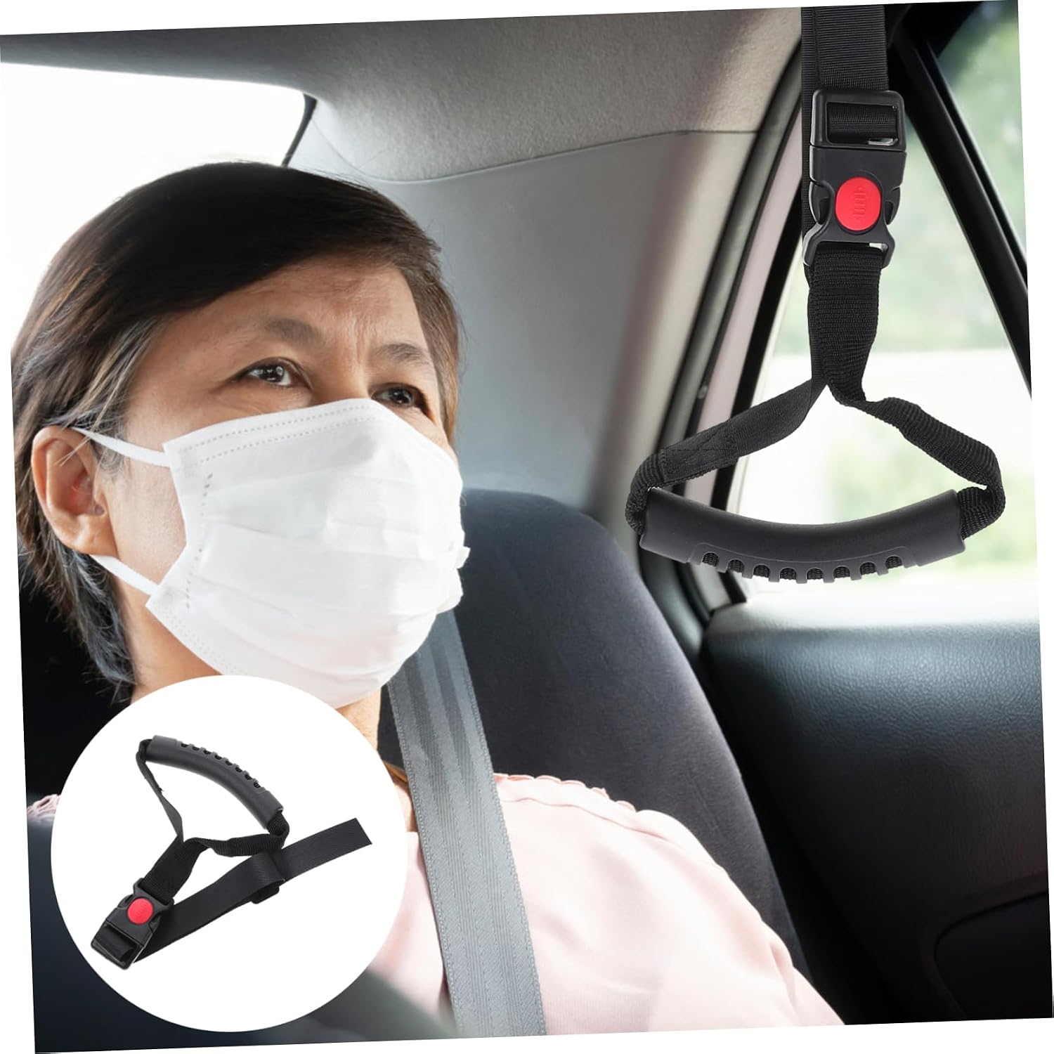 Car Grab Handle Grips Safety Bed Assist Strap for Seniors Elderly and Handicapped Multi-Purpose Car and Bed Assistance Tool for Rehabilitation and Daily