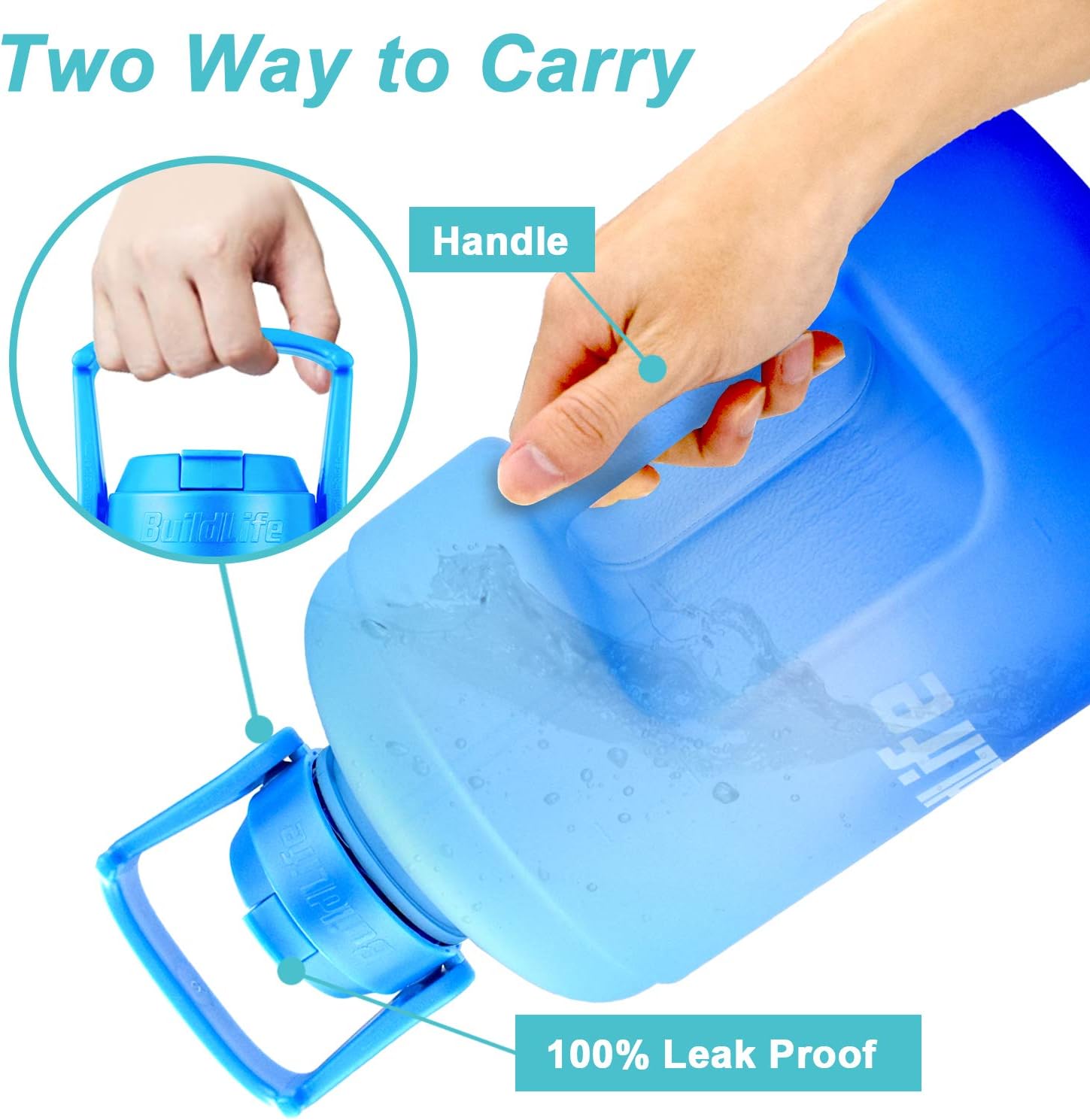 QuiFit 1 Gallon Water Bottle - with Straw & Motivational Time Marker Leak-Proof BPA Free Reusable Gym Sports Outdoor Large(128OZ/73OZ) Capacity Water Jug : Sports & Outdoors