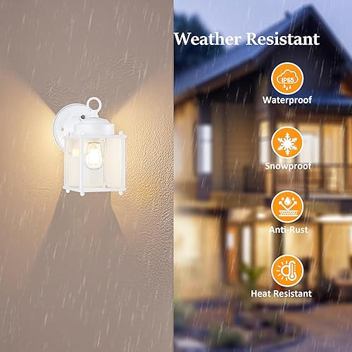 Miniatura 20 de GRUENLICH Farol de pared para exteriores del atardecer al amanecer, lámpara de pared exterior, iluminación exterior de porche con vidrio Negro