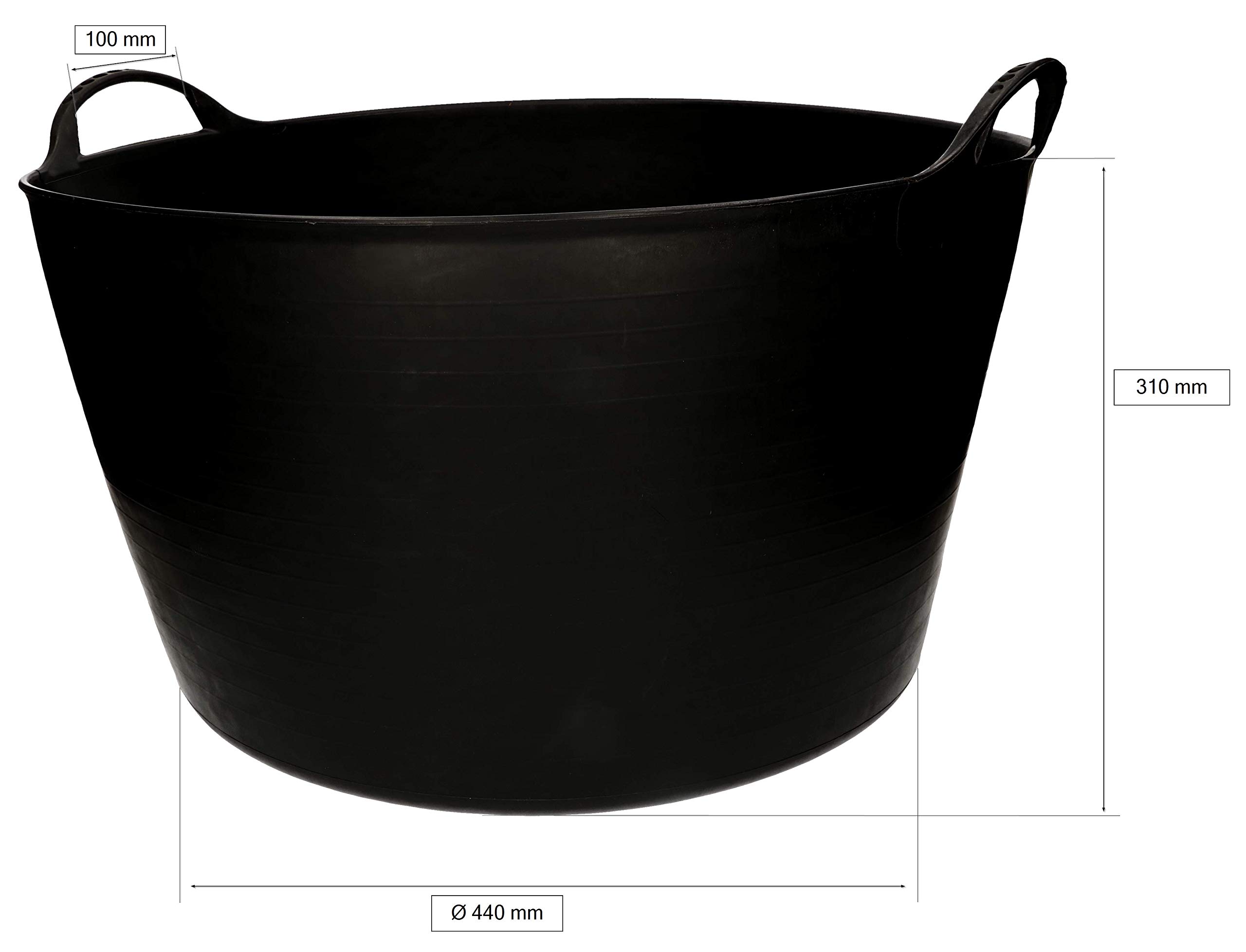 KOTARBAU® Cestino da giardino in gomma elastico, 55 l, con manici, universale, flessibile, colore: nero
