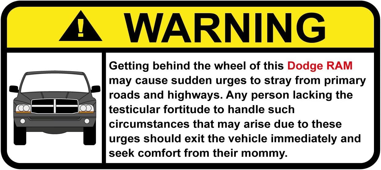 Dodge Ram Funny Warning Off Road Sticker, Decal, perfect gift