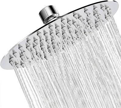 Rain Shower Head High Pressure,WOOPHEN 10 Inch 304 Stainless Steel Rainfall Showerhead, Mirror-Like Look,Swivel Spray Angle, Voluptuous Shower Experience, Easy Installation, Chrome Finish