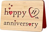 Vista 22 de Tarjeta de 5 aniversario de madera, hecha a mano, 5 años, aniversario de boda, tarjetas de regalo de felicitación, tarjeta de aniversario de cinco