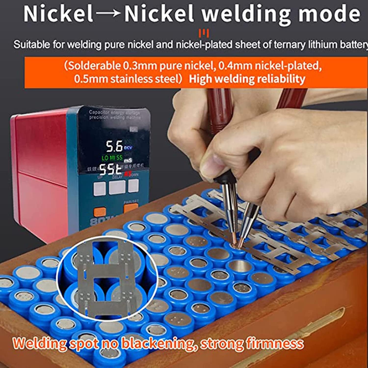 KLUFO Portable Battery Spot Welder, Battery Handheld Spot Welder Battery Welding Machine Digital Display LED Pulse Spot Welder, Capacitor Energy Storage Spot Welding Machine, with Pen and Foot Pedal