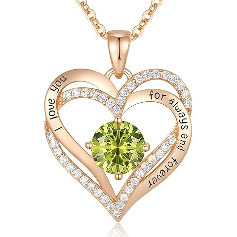 CDE Forever Love Heart Necklaces for Women, Wedding Anniversary, Birthday Mothers Day Christmas Day Gifts for Mom, Mother, Wife, friend, S925 Silver Jewelry with Birthstone Pendant