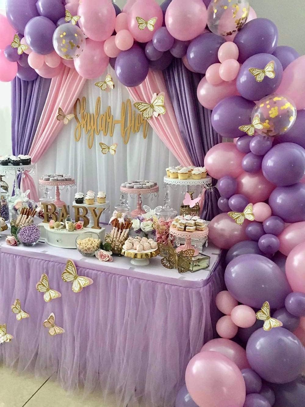 126Pcs Purple Butterfly Fairy Balloons Baby Shower Birthday Party Decorations Supplies for Girl Women, Purple Butterfly Balloons Balloon Arch Garland Kit,