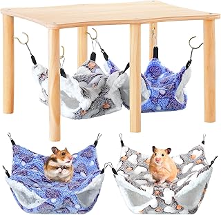 Guinea Pig Hideout Guinea Pigs Hammock with Natural Wooden Stand, Guinea Pig Bedding Hamster Hammock for Small Animals Piggies Dwarf Rabbit Chinchilla Hamster Ferrets Hiding Sleeping