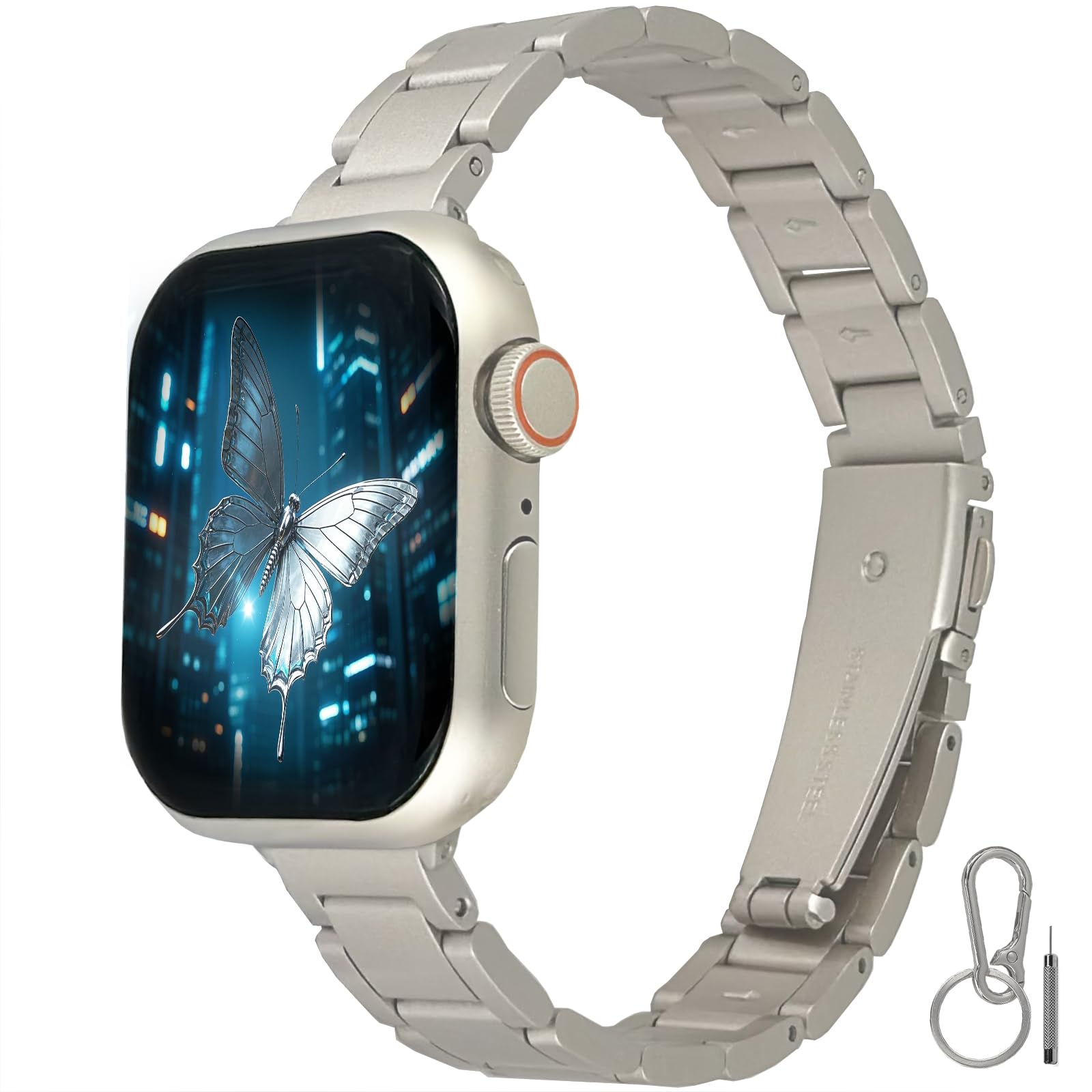 FortuneFlare Stylish Double Chain Metal Band, Not for Use: Pregnant Women & Children Under 12, Compatible with Apple Watch Bands for Women 38/40/41/42