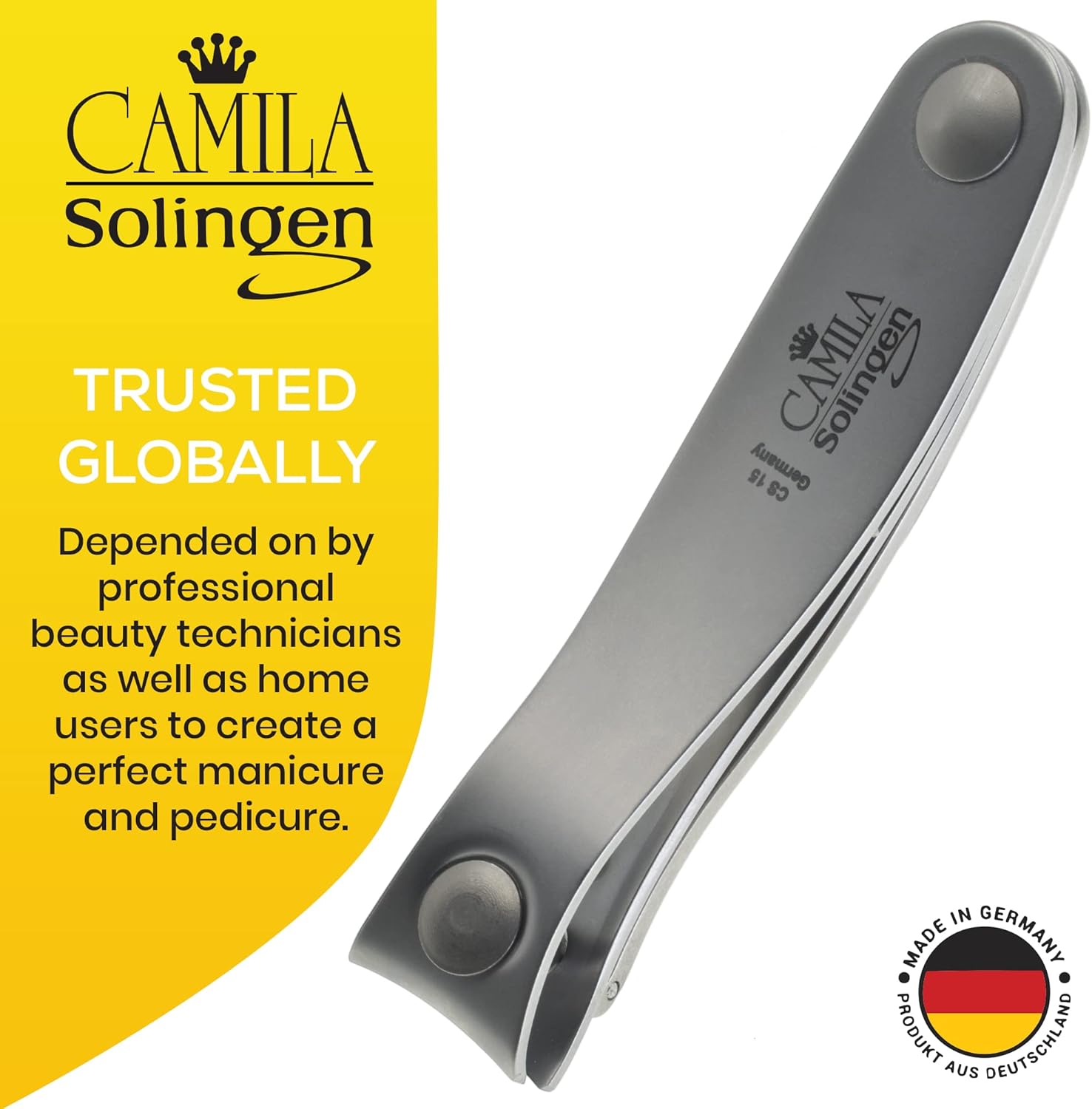 CS15 3" Fingernail Clipper and Toenail Clipper for Manicure and Pedicure - Professional Nail Clippers with Precision Super Sharp Blades - German Carbon Steel Cuticle Trimmer