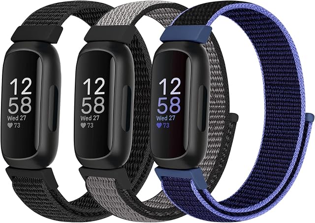 Nylon Sport Loop Straps Compatible with Fitbit Inspire 3/Inspire 2/Inspire HR/Inspire/Fitbit Ace 3/Ace 2 for Women Men Kids, Soft Nylon Band Breathable Comfortable Replacement Wristband Straps