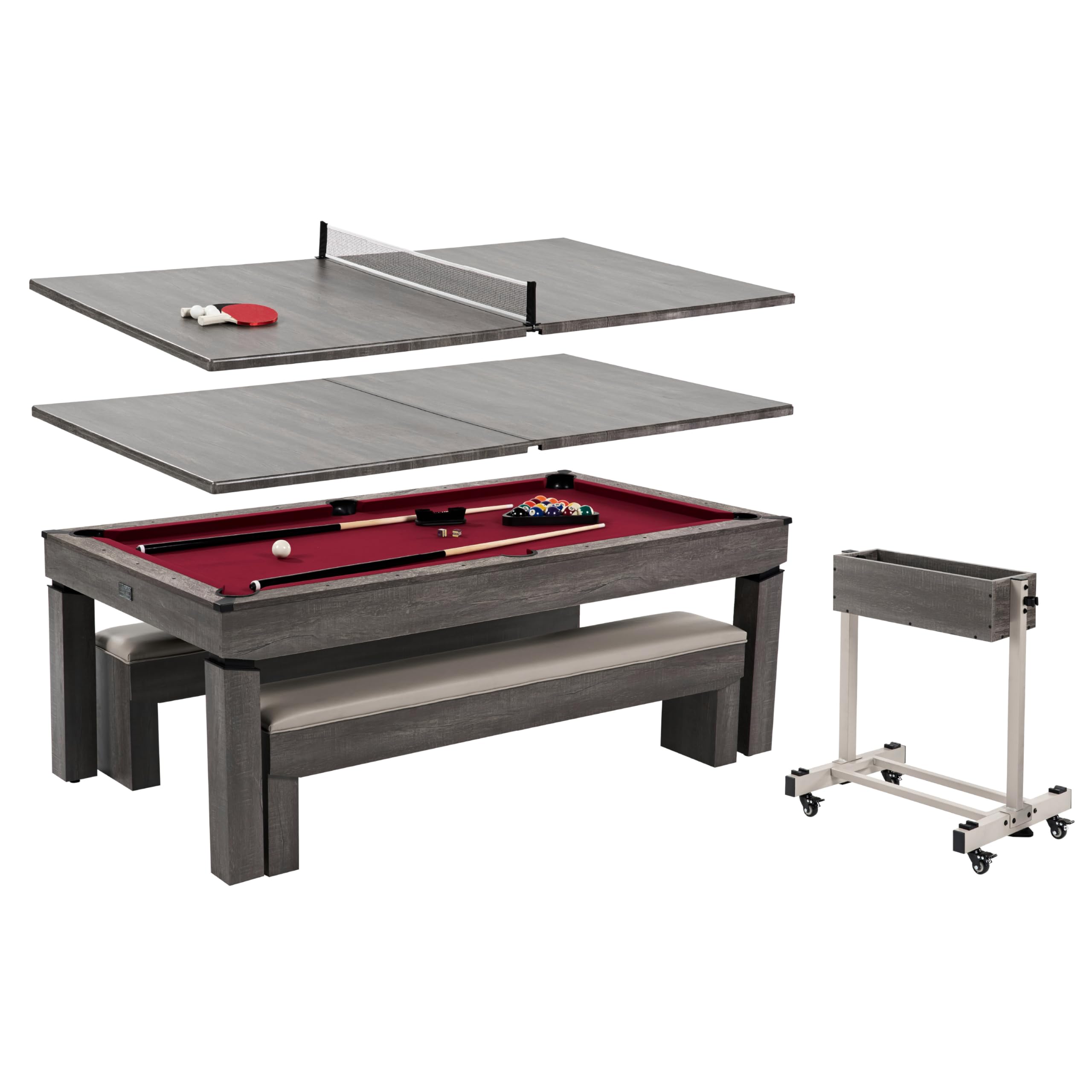 Barrington Billiards 7' Drop Pocket Pool Table 3-in-1 Dining Top, Table Tennis and Billiards with Game Accessories