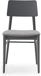 Sienta-T Silla Axel de Madera Maciza de diseño con Asiento tapizado en Tela, para salón Comedor, Restaurante, Cocina, Gris Perla. 45 x 48 x 84 cm