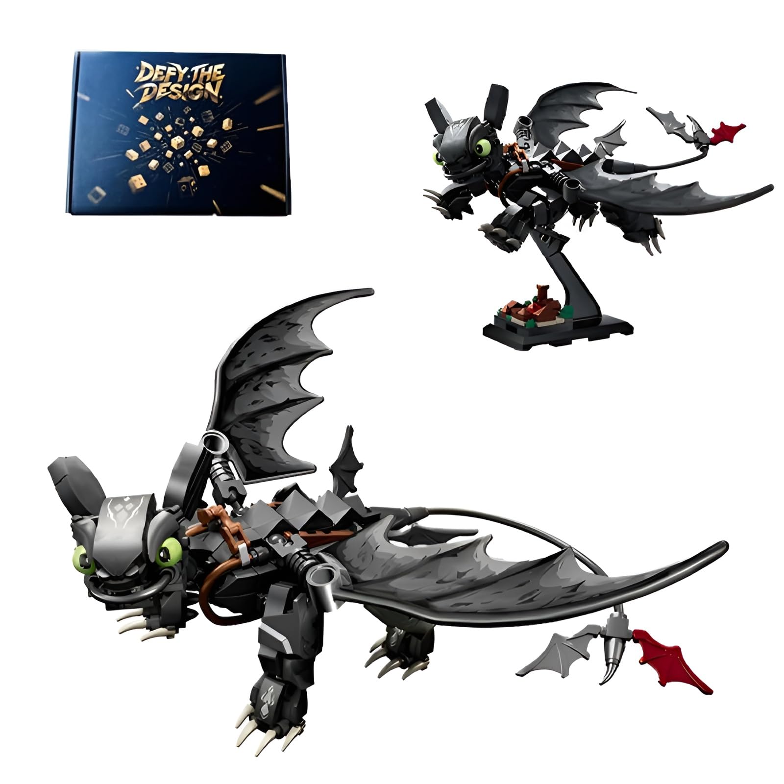 Night Black Dragon Building Blocks Set, 408 PCS Creative Movie Beasts Animal Model Toys