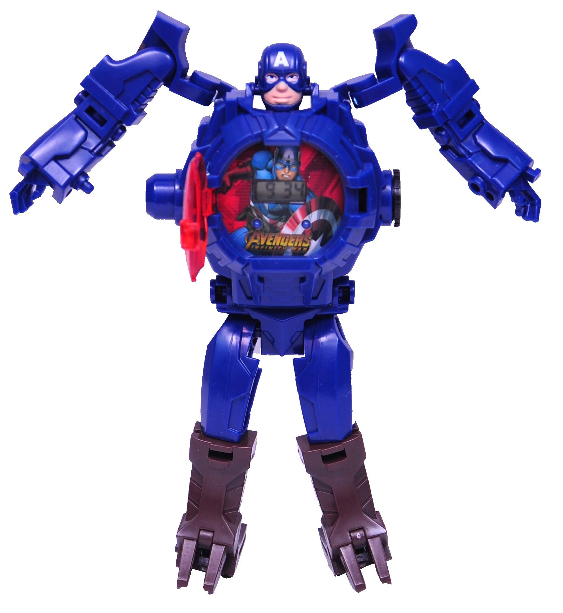 Sandbox Party Captain America Theme Transformer Inspired Robot Cum Watch  with Projector (Pack of 1)