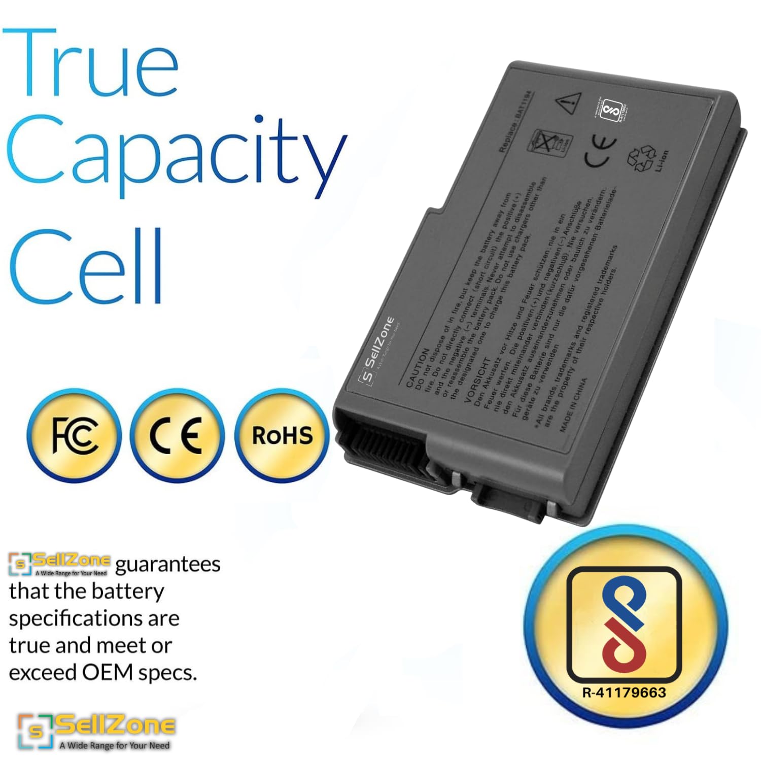 Batteria Li-Ion 6 Celle 5200mAh Per Dell Latitude D500 D505 D510 D530, 11.1V, Modello 312-4347