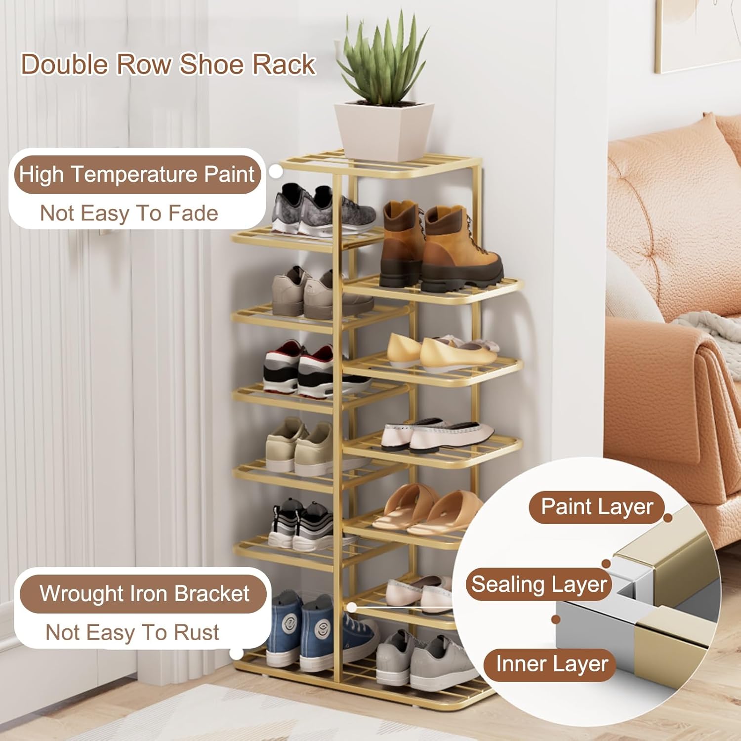 Vertical Shoe Rack, Narrow Shoe Rack, Space Saving Shoe Organizer, Narrow Shoe Rack Cabinet, Freestanding Shoes Organizer Cabinet, for Entryway, Hallway(Black,49x93cm/19.3x36.6in)