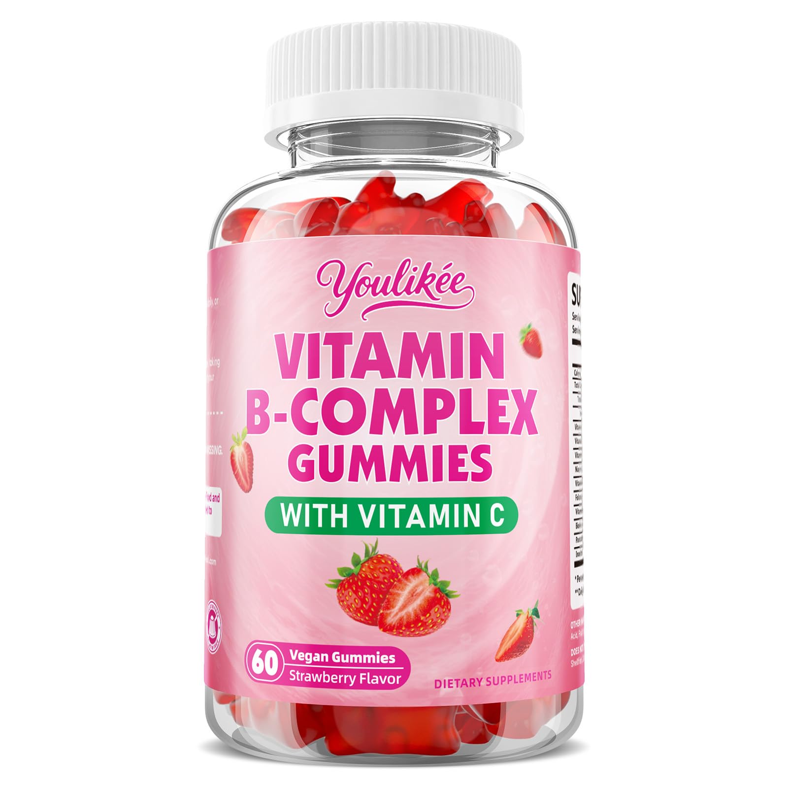 Vitamin B-Complex Gummies for Women & Men, Strawberry Flavor, 60 Count