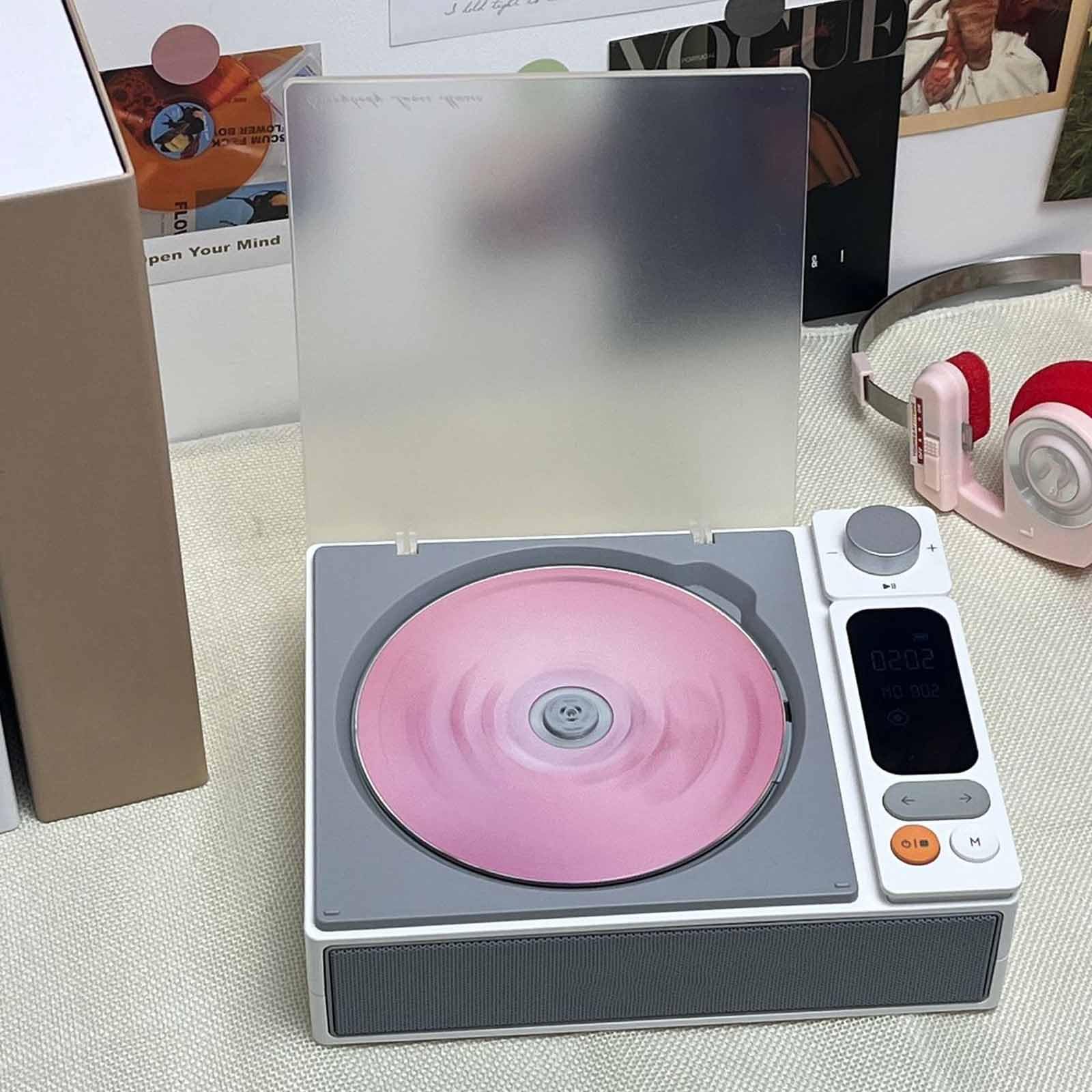 Lettore CD portatile, lettore musicale compatto con suono ad alta fedeltà, altoparlanti integrati, design leggero per casa e viaggio