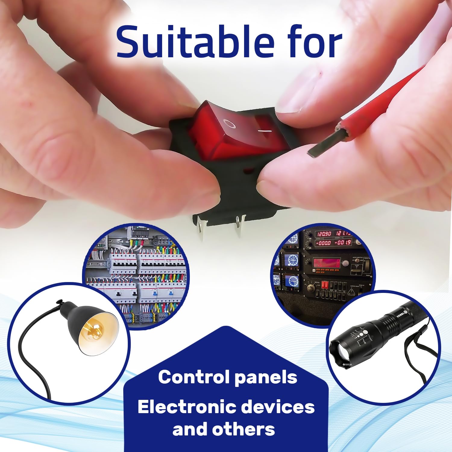 Double Pole Switch Red Luminous 250V 6A 19 x 23 mm with 4 Faston da 4,8 mm - Warranty 10 Years - MONTERAL - Image 4