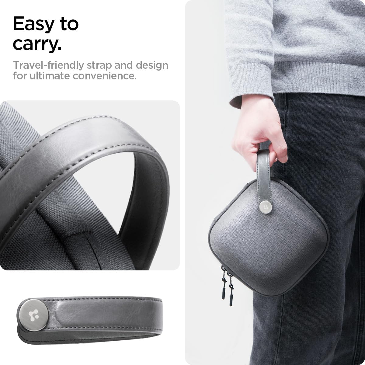 Spigen Klasden Pouch Designed for Mac mini M4 M4 Pro (2024) Portable Travel Case Pouch Storage - Charcoal Gray