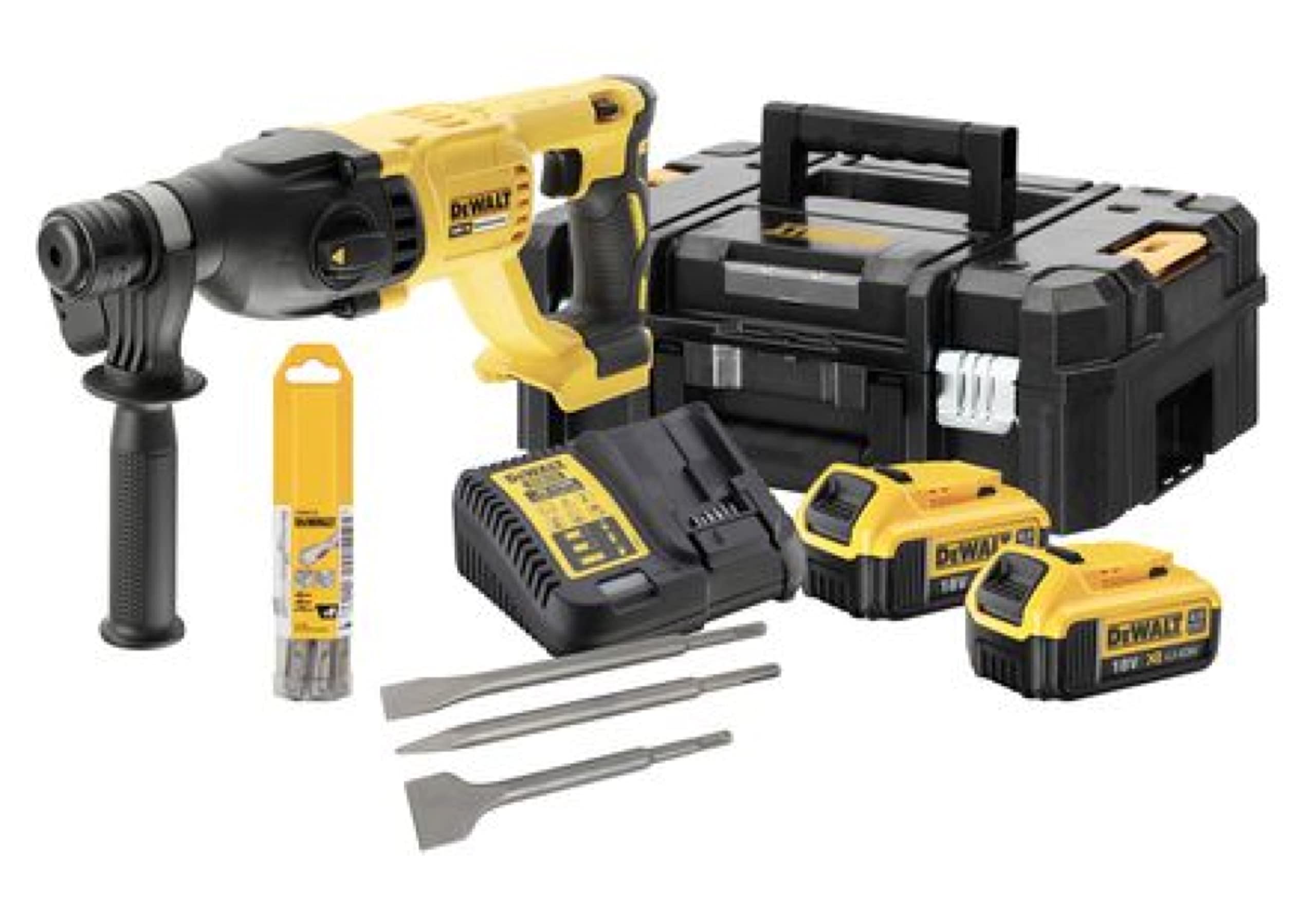 DCH133M2K - Perforatore Dewalt Senza Fili - SDS-PPLUS 2 Batteria 4,0 Ah, Caricabatterie, Confezione + 6 Punte E 3 Scalpelli - 4