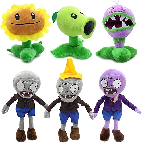 Miniatura 1 de Maikerry Juego de 6 juguetes de peluche de PVZ, figura suave, gran regalo de cumpleaños para niños y niñas