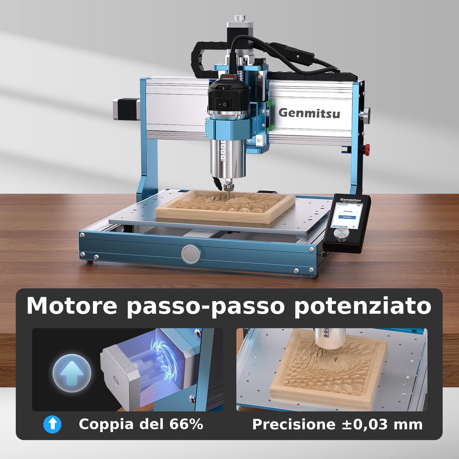 Genmitsu 3030-PROVer Ultra CNC + 5W Módulo de grabado para metal, grabadora CNC para todo tipo de metal con potente husillo de 710 W, alta precisión de ±0,03 mm