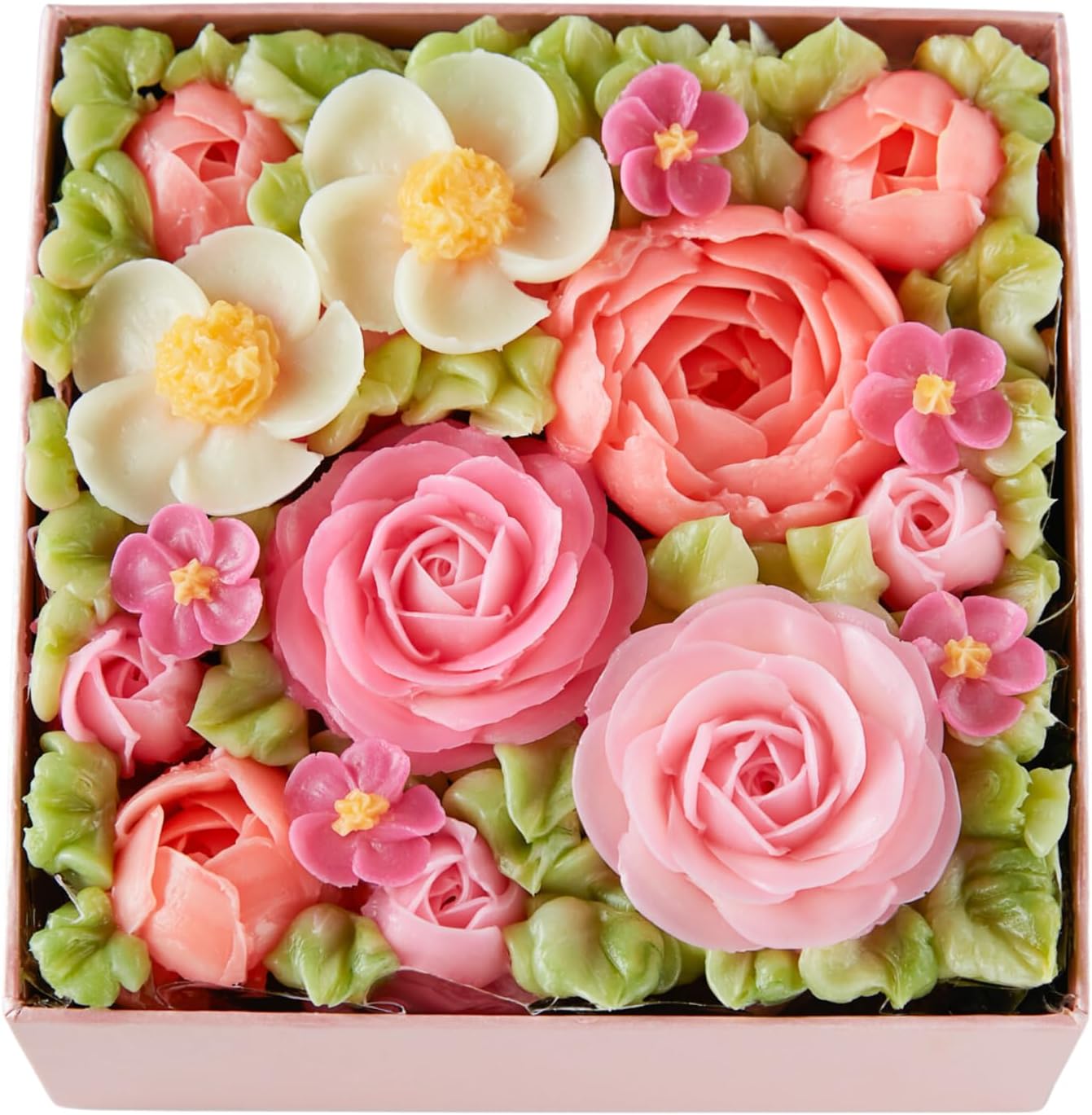 Amazon.co.jp 【Flower Picnic Cafe】食べられるお花のボックスフラワーケーキ (Peach Pink) 食品