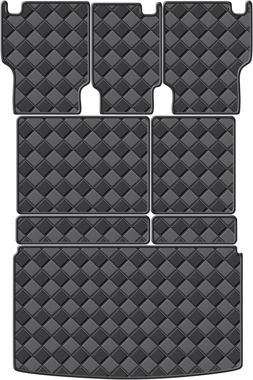Cargo Mat for 2018-2024 Ford Expedition Max/Lincoln Navigator L 8 Seats(2nd Row Bench Seat) Trunk Mat & 2ND+3RD Row Rear Backrest Mat, All Weather Rear Cargo Liner Back Seat Cover Protector