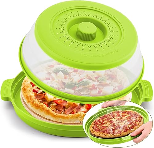 Miniatura 12 de Cubierta para salpicaduras de microondas y placa antiquemaduras, cubierta plegable de plástico y silicona para microondas para alimentos con