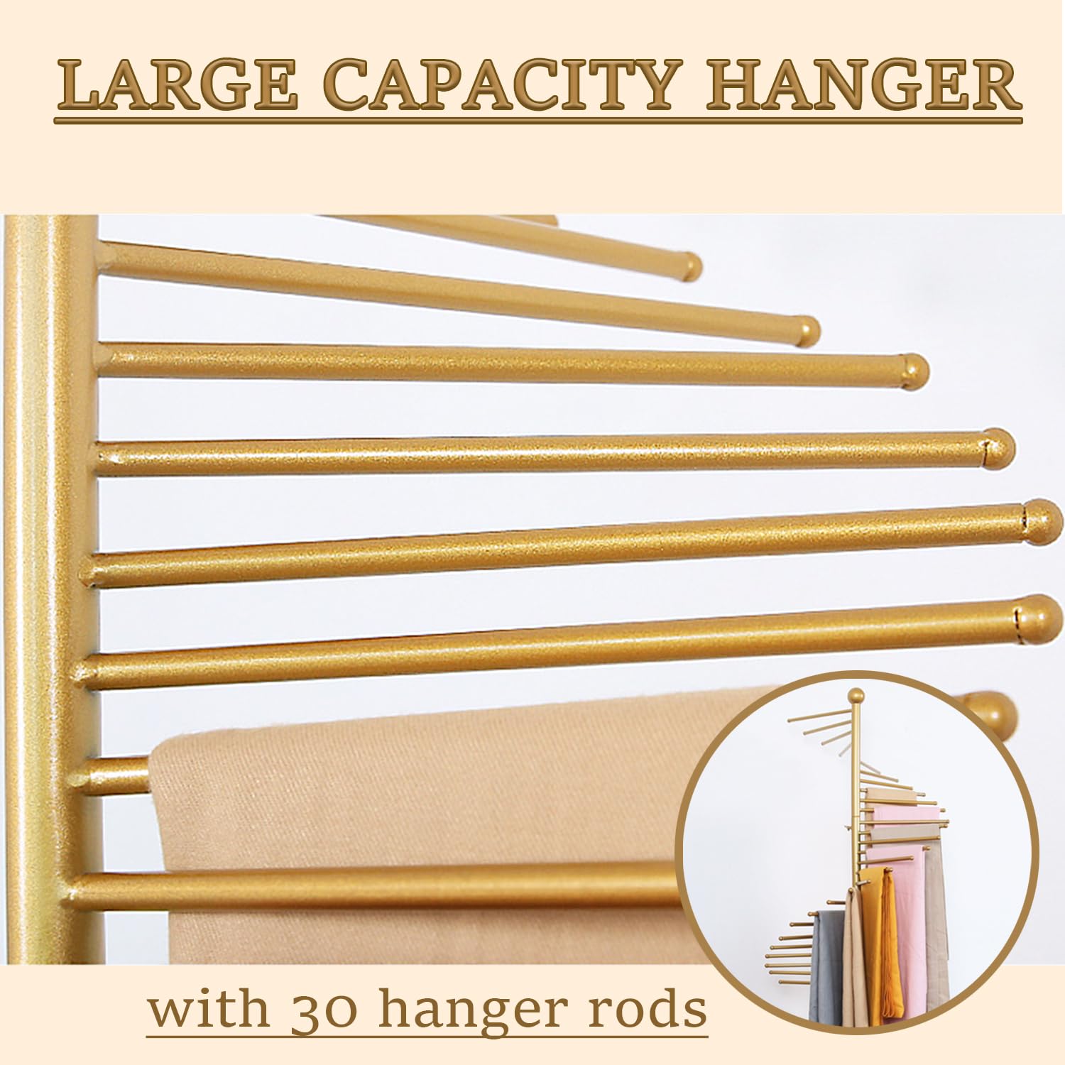 Organizador de Bufandas metálico Independiente con Base Estable, Perchero para Cinturones y Pantalones, Ahorra Espacio, para Tiendas minoristas, guardarropas, G,Gold-150cm/60in