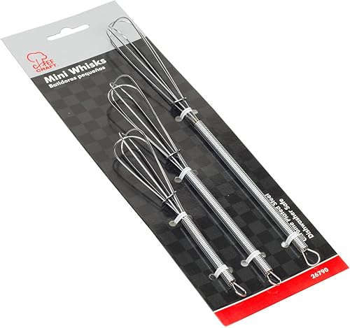 Miniatura 2 de Chef Craft Mini batidor clásico resistente, juego de 3 piezas de 5.5, 7 y 9 pulgadas, cromado