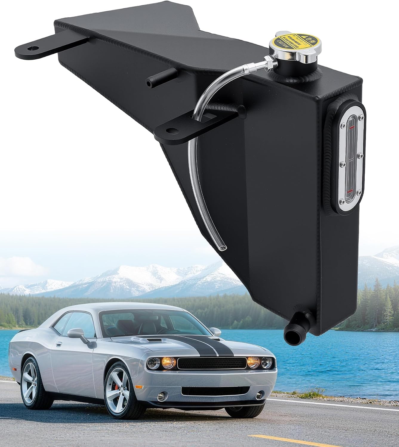 603-380 Engine Coolant Reservoir Tank with Cap Compatible with Chrysler 300, Dodge Challenger Charger 2011-2023 Replaces# 55111260AF, 55111260AB