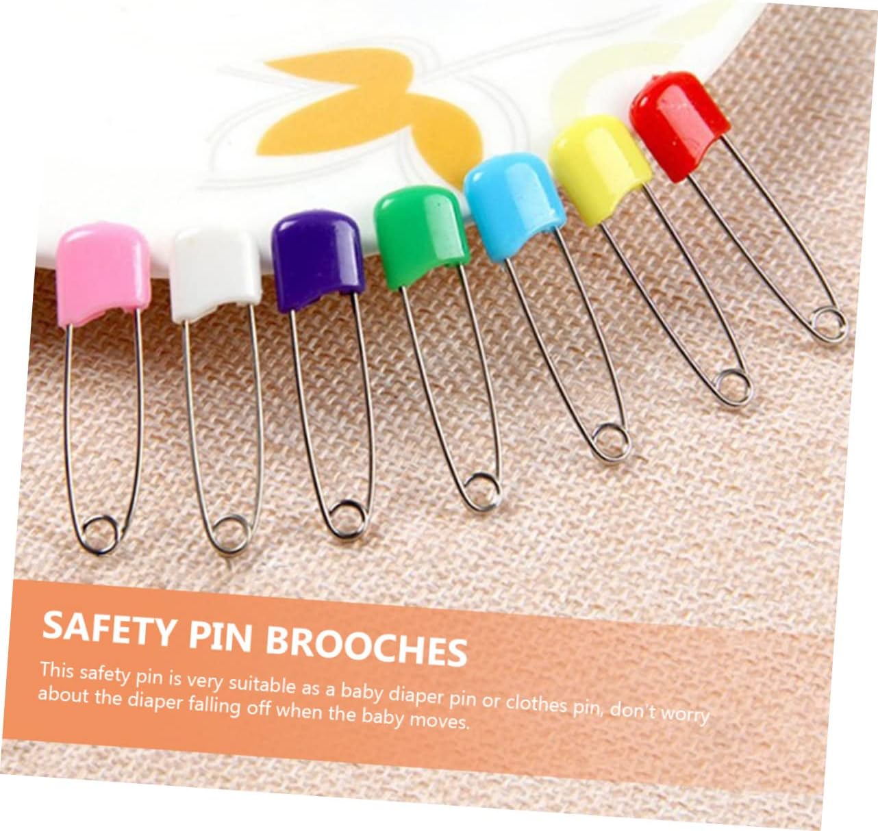 TEHAUX 100pcs Diaper Pins Large Safety Pins for Clothing Locking Head Newborn Essentials Cute