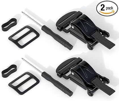 Universal Helmet Quick Release Buckle Kit - Stainless Steel Motorcycle Accessory - One-Handed Release for Full Face, Half, 3/4 D-Ring Helmets - Black2 Pack
