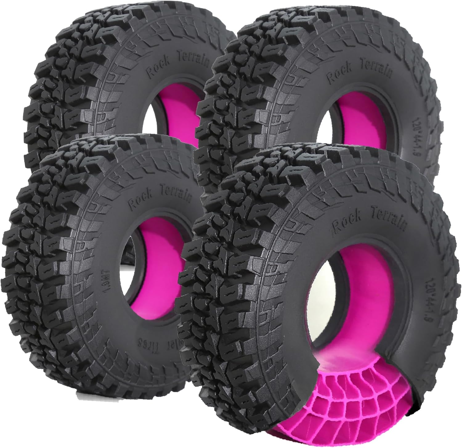 1.9" Silicone Inner RC Crawler Tires Set All Terrain Mud Slingers Tyres Height 4.72'' / 120mm Fit for 1/10 RC Crawler Axial SCX10 II III Traxxas TRX4 Tamiya CC01 D90 4PCS