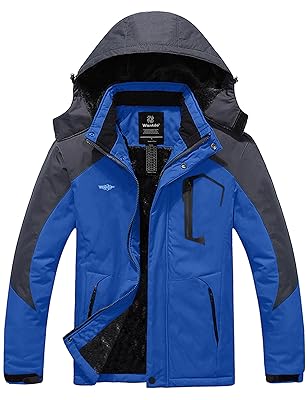 Amazon.com: Wantdo Men's Waterproof Mountain Jacket Fleece Windproof Ski Jacket US S Sky Blue S : Clothing, Shoes & Jewelry