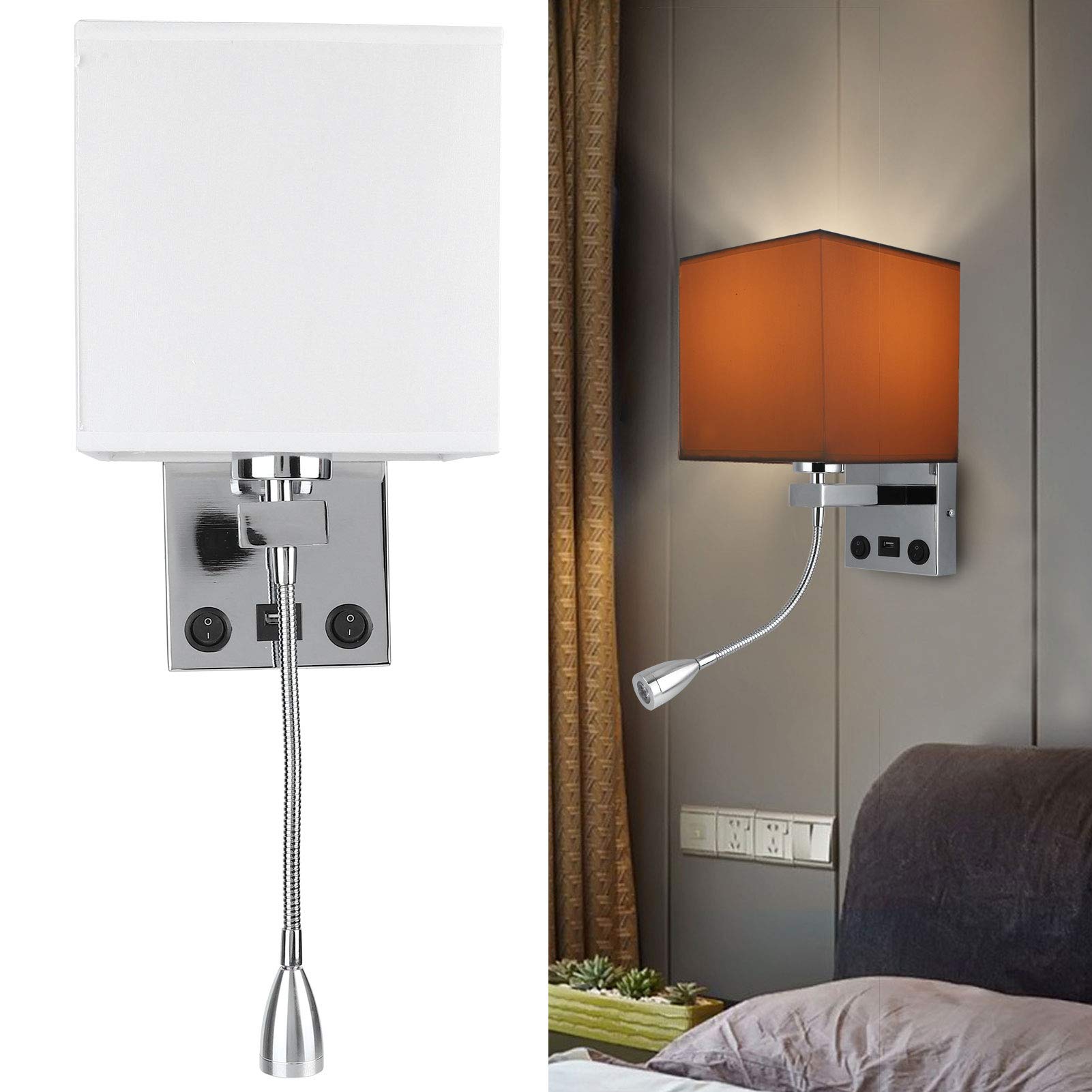 Tissting Lámpara de Pared LED con USB, Moderna Lámpara de Lectura
