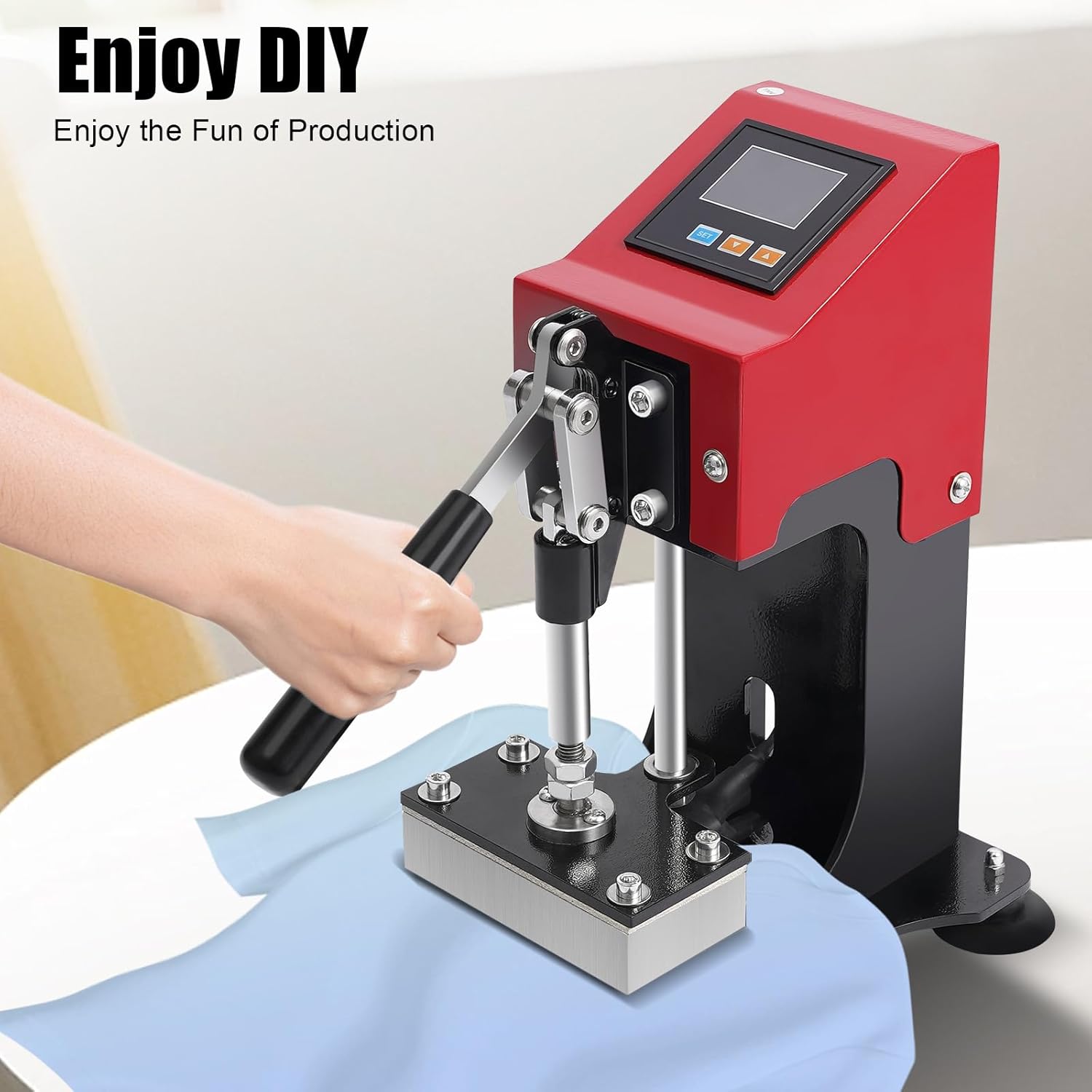 Heat Press Machine, Mini Manual Heat Presser Portable Double Heat Press Machine 2.4 * 4.7in Heated Plates 900W LCD Controller Transfer Sublimation Print