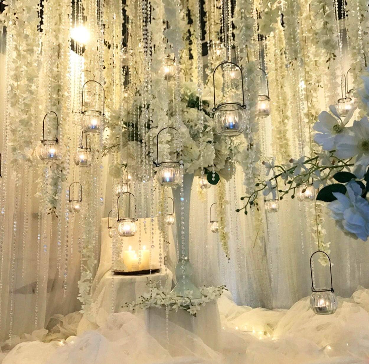 KAOYOO 33 Feet Clear Crystal Beads Chian Trim by the Roll for DIY,Wedding Party Decoration(Colorful)