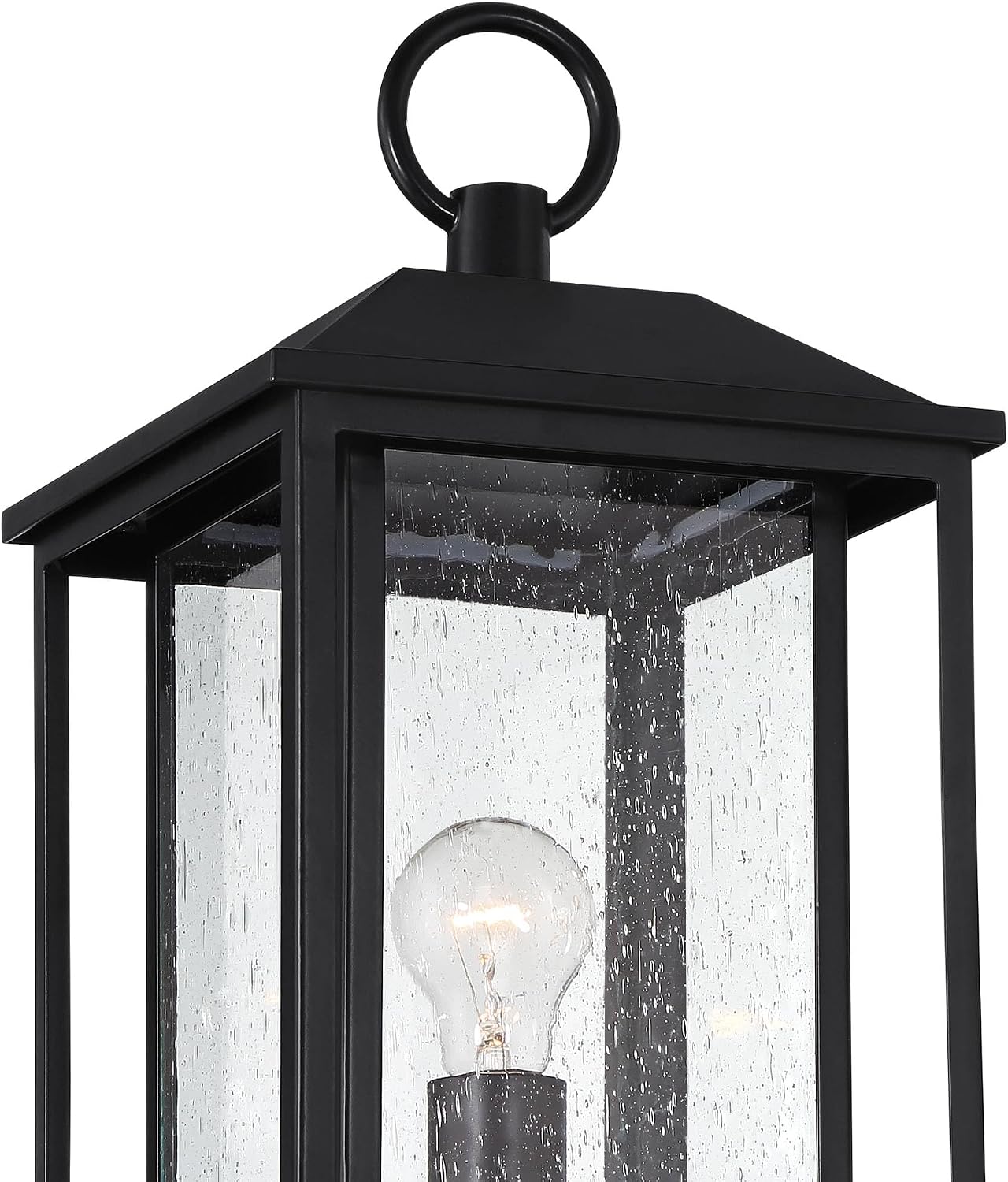 John Timberland Califa Vintage Mission Outdoor Post Light Black Metal Cage Frame 21 3/4" Clear Seedy Glass Shade for Post Exterior Barn Deck House Porch Yard Patio Outside Garage Front Door