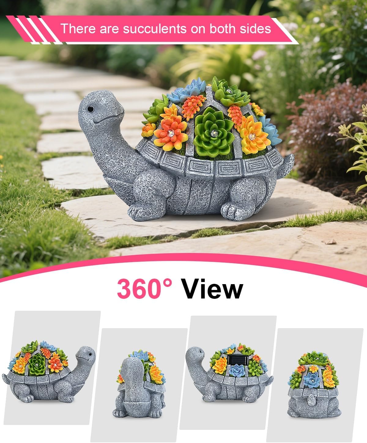 2-Pack Solar Turtle Garden Statue Set – Outdoor Figurine Decorations
